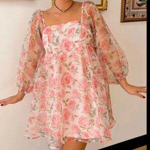 In the Beginning Pink Floral Mini Dress - Size L